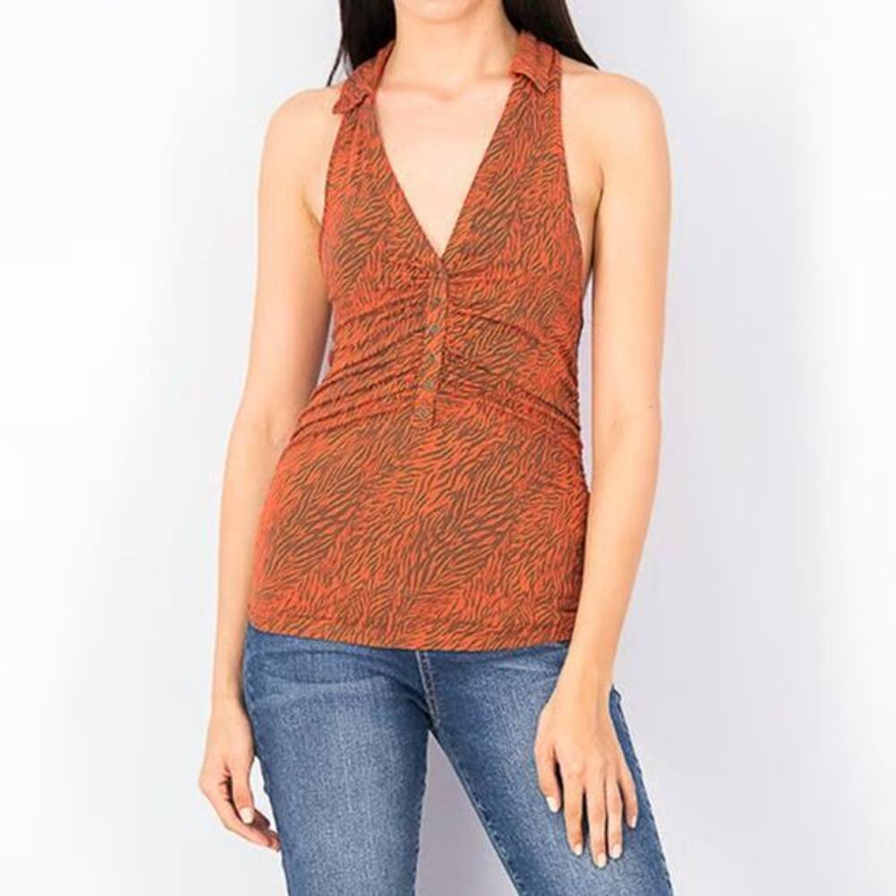 New! Free People‎  Womens Coco Print Racerback Tank Top, size L